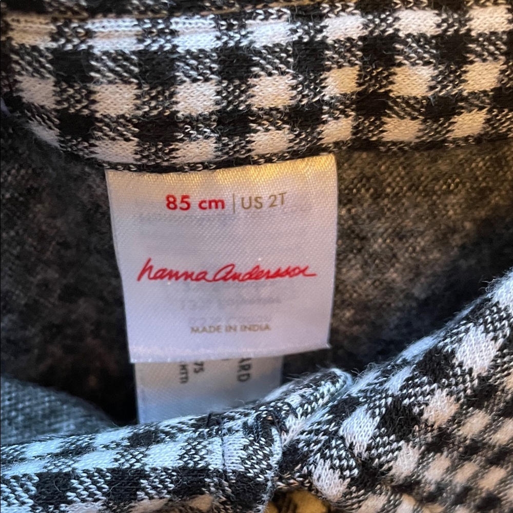 Hanna Andersson - Black and White Checkered Button-Down Shirt with collar - Picture 2 of 10
